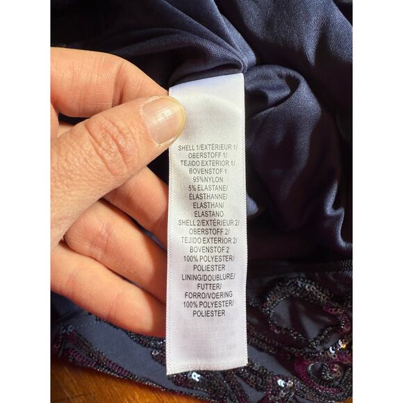 Adrianna Papell Navy Sequined Cocktail Dress - Size 4 - Picture 9 of 15